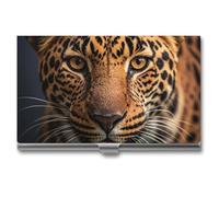 AQRJLPM Black & Brown Leopard Business Card Holder Business Card Case Pocket Card Holders Metal Slim Name Card Holder Professional Multi Wallet Credit Card ID Case for Men Women, silver, One Size