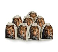 AQRJLPM Black & Brown Leopard Drawstring Pouches Reusable Burlap Soft Sachet Bag Multipurpose Cotton Small Jewelry Pouch for Party Wedding Storage Home Supplies (8 Pcs)