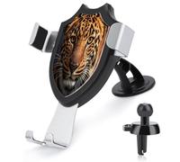 AQRJLPM Black & Brown Leopard Phone Holder Car Hands-Free Mount Holders for Dashboard Windshield Vent Metal Hook Clip Cell Phone Mount for All Smartphones & Car Models