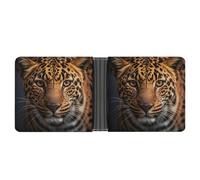 AQRJLPM Black & Brown Leopard Wallet with Money Clip Leather Bifold Wallet Slim Credit Card Holder Gift for Men