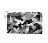 AQRJLPM Black Grey White Camo Wallet Canvas Slim Lightweight Wallets Durable Zippered Card Holder for Men Women