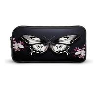 AQRJLPM Black White Butterfly Pencil Pouch Big Capacity Simple Marker Pouch Portable Aesthetic Zipper Pencil Case