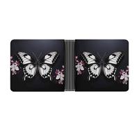 AQRJLPM Black White Butterfly Wallet with Money Clip Leather Bifold Wallet Slim Credit Card Holder Gift for Men