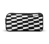 AQRJLPM Black White Race Checkered Flag Pencil Pouch Big Capacity Simple Marker Pouch Portable Aesthetic Zipper Pencil Case