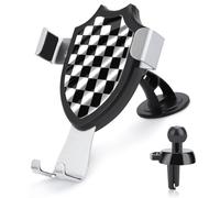 AQRJLPM Black White Race Checkered Flag Phone Holder Car Hands-Free Mount Holders for Dashboard Windshield Vent Metal Hook Clip Cell Phone Mount for All Smartphones & Car Models