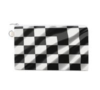 AQRJLPM Black White Race Checkered Flag Wallet Canvas Slim Lightweight Wallets Durable Zippered Card Holder for Men Women