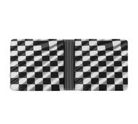 AQRJLPM Black White Race Checkered Flag Wallet with Money Clip Leather Bifold Wallet Slim Credit Card Holder Gift for Men