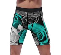 AQRJLPM Black White Teal Gray Rose Flowers Compression Shorts Men Spandex Sport Shorts Workout Performance Baselayer Underwear, White, Large-XX-Large