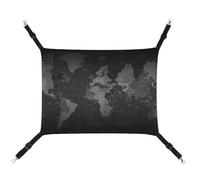 AQRJLPM Black World Map Pet Hammock with Adjustable Straps and Metal Hooks Hanging Bed Soft Breathable Sleeping Hammock for Cats,Puppy,Rabbits,Small Animals