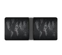 AQRJLPM Black World Map Wallet with Money Clip Leather Bifold Wallet Slim Credit Card Holder Gift for Men