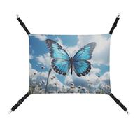 AQRJLPM Blue Butterfly and Clouds Pet Hammock with Adjustable Straps and Metal Hooks Hanging Bed Soft Breathable Sleeping Hammock for Cats,Puppy,Rabbits,Small Animals