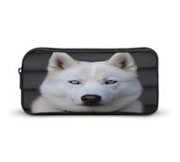 AQRJLPM Blue Eyed White Husky Pencil Pouch Big Capacity Simple Marker Pouch Portable Aesthetic Zipper Pencil Case