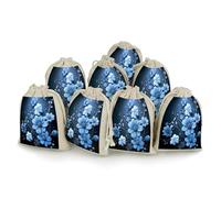 AQRJLPM Blue Flowers Drawstring Pouches Reusable Burlap Soft Sachet Bag Multipurpose Cotton Small Jewelry Pouch for Party Wedding Storage Home Supplies (8 Pcs)