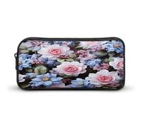 AQRJLPM Blue Flowers Pencil Pouch Big Capacity Simple Marker Pouch Portable Aesthetic Zipper Pencil Case