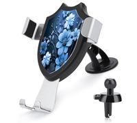 AQRJLPM Blue Flowers Phone Holder Car Hands-Free Mount Holders for Dashboard Windshield Vent Metal Hook Clip Cell Phone Mount for All Smartphones & Car Models