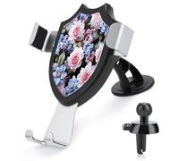 AQRJLPM Blue Flowers Phone Holder Car Hands-Free Mount Holders for Dashboard Windshield Vent Metal Hook Clip Cell Phone Mount for All Smartphones & Car Models