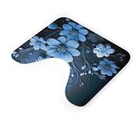 AQRJLPM Blue Flowers Toilet Rugs U Shaped Contour Non Slip Quick Dry Super Absorbent Toilet Mats Small Soft Bathroom Rugs for Bathroom Tub and Shower Floor