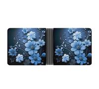 AQRJLPM Blue Flowers Wallet with Money Clip Leather Bifold Wallet Slim Credit Card Holder Gift for Men