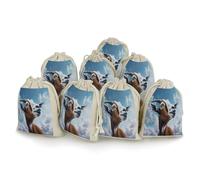 AQRJLPM Blue Goat Print Drawstring Pouches Reusable Burlap Soft Sachet Bag Multipurpose Cotton Small Jewelry Pouch for Party Wedding Storage Home Supplies (8 Pcs)