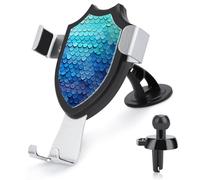 AQRJLPM Blue Mermaid Fish Scale Phone Holder Car Hands-Free Mount Holders for Dashboard Windshield Vent Metal Hook Clip Cell Phone Mount for All Smartphones & Car Models