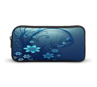 AQRJLPM Blue Mini Flower Swirl Pencil Pouch Big Capacity Simple Marker Pouch Portable Aesthetic Zipper Pencil Case