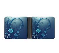 AQRJLPM Blue Mini Flower Swirl Wallet with Money Clip Leather Bifold Wallet Slim Credit Card Holder Gift for Men