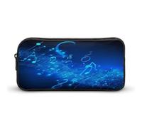 AQRJLPM Blue Musical Notes Pencil Pouch Big Capacity Simple Marker Pouch Portable Aesthetic Zipper Pencil Case
