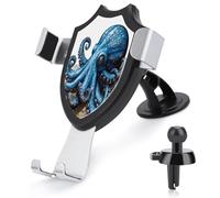 AQRJLPM Blue Octopus Phone Holder Car Hands-Free Mount Holders for Dashboard Windshield Vent Metal Hook Clip Cell Phone Mount for All Smartphones & Car Models