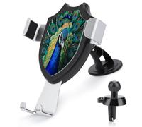 AQRJLPM Blue Peacock Phone Holder Car Hands-Free Mount Holders for Dashboard Windshield Vent Metal Hook Clip Cell Phone Mount for All Smartphones & Car Models