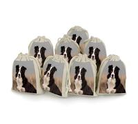 AQRJLPM Border Collie Drawstring Pouches Reusable Burlap Soft Sachet Bag Multipurpose Cotton Small Jewelry Pouch for Party Wedding Storage Home Supplies (8 Pcs)