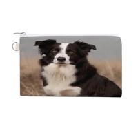 AQRJLPM Border Collie Wallet Canvas Slim Lightweight Wallets Durable Zippered Card Holder for Men Women