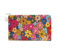 AQRJLPM Bright Flower Style Wallet Canvas Slim Lightweight Wallets Durable Zippered Card Holder for Men Women