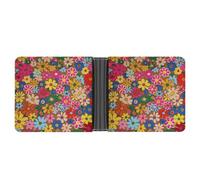AQRJLPM Bright Flower Style Wallet with Money Clip Leather Bifold Wallet Slim Credit Card Holder Gift for Men