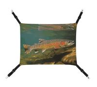 AQRJLPM Brook Trout Fly Fishing Pet Hammock with Adjustable Straps and Metal Hooks Hanging Bed Soft Breathable Sleeping Hammock for Cats,Puppy,Rabbits,Small Animals
