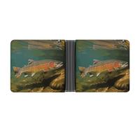 AQRJLPM Brook Trout Fly Fishing Wallet with Money Clip Leather Bifold Wallet Slim Credit Card Holder Gift for Men