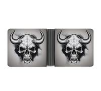 AQRJLPM Bull Skull Wallet with Money Clip Leather Bifold Wallet Slim Credit Card Holder Gift for Men
