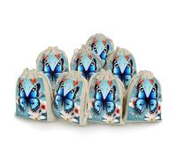 AQRJLPM Butterfly And Flowers Drawstring Pouches Reusable Burlap Soft Sachet Bag Multipurpose Cotton Small Jewelry Pouch for Party Wedding Storage Home Supplies (8 Pcs)