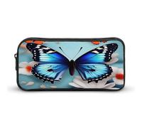AQRJLPM Butterfly And Flowers Pencil Pouch Big Capacity Simple Marker Pouch Portable Aesthetic Zipper Pencil Case