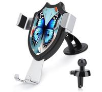 AQRJLPM Butterfly and Flowers Phone Holder Car Hands-Free Mount Holders for Dashboard Windshield Vent Metal Hook Clip Cell Phone Mount for All Smartphones & Car Models