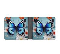 AQRJLPM Butterfly And Flowers Wallet with Money Clip Leather Bifold Wallet Slim Credit Card Holder Gift for Men