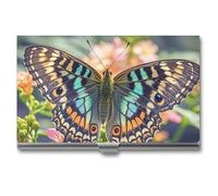 AQRJLPM Butterfly Business Card Holder Business Card Case Pocket Card Holders Metal Slim Name Card Holder Professional Multi Wallet Credit Card ID Case for Men Women, silver, One Size