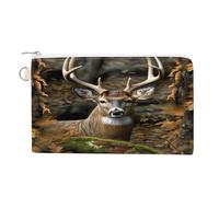 AQRJLPM Camouflage Deer Wallet Canvas Slim Lightweight Wallets Durable Zippered Card Holder for Men Women