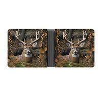 AQRJLPM Camouflage Deer Wallet with Money Clip Leather Bifold Wallet Slim Credit Card Holder Gift for Men