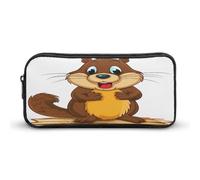 AQRJLPM Cartoon Animated Beaver Pencil Pouch Big Capacity Simple Marker Pouch Portable Aesthetic Zipper Pencil Case
