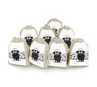 AQRJLPM Cartoon Black White Sheep Drawstring Pouches Reusable Burlap Soft Sachet Bag Multipurpose Cotton Small Jewelry Pouch for Party Wedding Storage Home Supplies (8 Pcs)