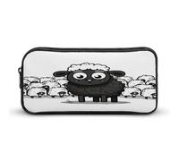 AQRJLPM Cartoon Black White Sheep Pencil Pouch Big Capacity Simple Marker Pouch Portable Aesthetic Zipper Pencil Case