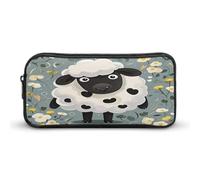 AQRJLPM Cartoon Black White Sheep Pencil Pouch Big Capacity Simple Marker Pouch Portable Aesthetic Zipper Pencil Case