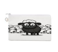 AQRJLPM Cartoon Black White Sheep Wallet Canvas Slim Lightweight Wallets Durable Zippered Card Holder for Men Women