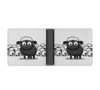 AQRJLPM Cartoon Black White Sheep Wallet with Money Clip Leather Bifold Wallet Slim Credit Card Holder Gift for Men
