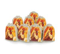 AQRJLPM Cartoon Chicken Drawstring Pouches Reusable Burlap Soft Sachet Bag Multipurpose Cotton Small Jewelry Pouch for Party Wedding Storage Home Supplies (8 Pcs)